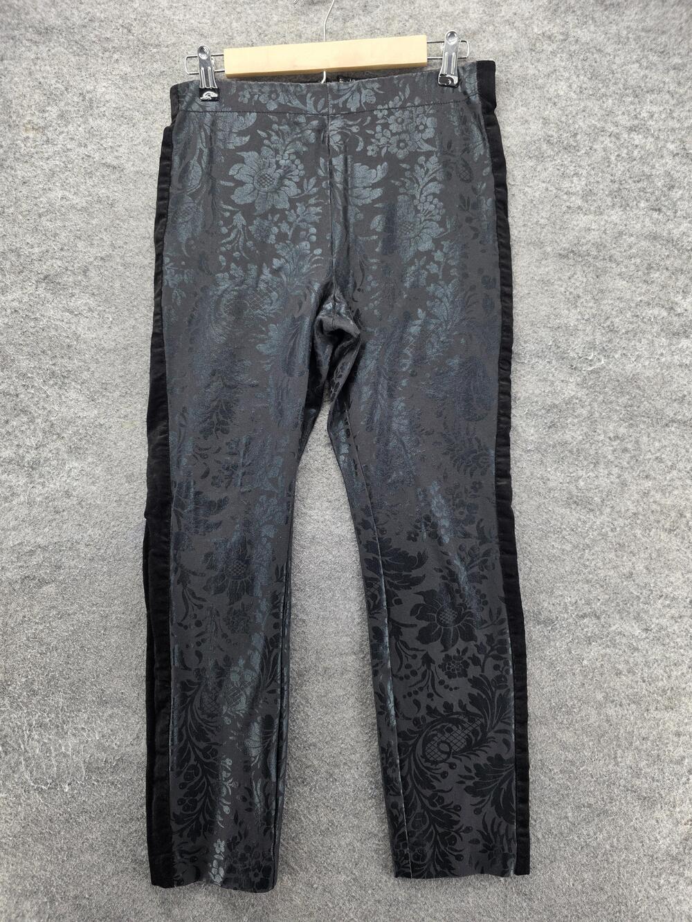 Anthropologie Pants Womens 8 Black Ankle Twill Slim Stretch Zip Floral 31 In